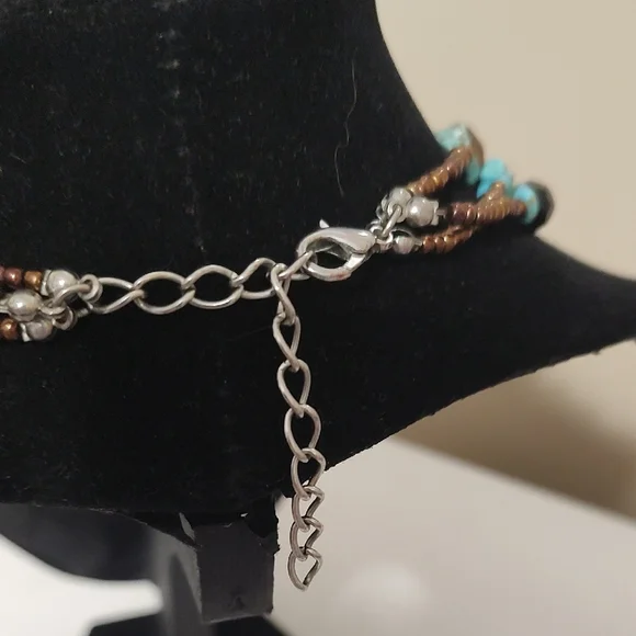 Turquoise and Brown Beaded Necklace - Picture 3 of 3